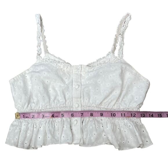 Forever 21 Crop Top Tank Button Up Crochet White Size Small Flower Design - Picture 5 of 8